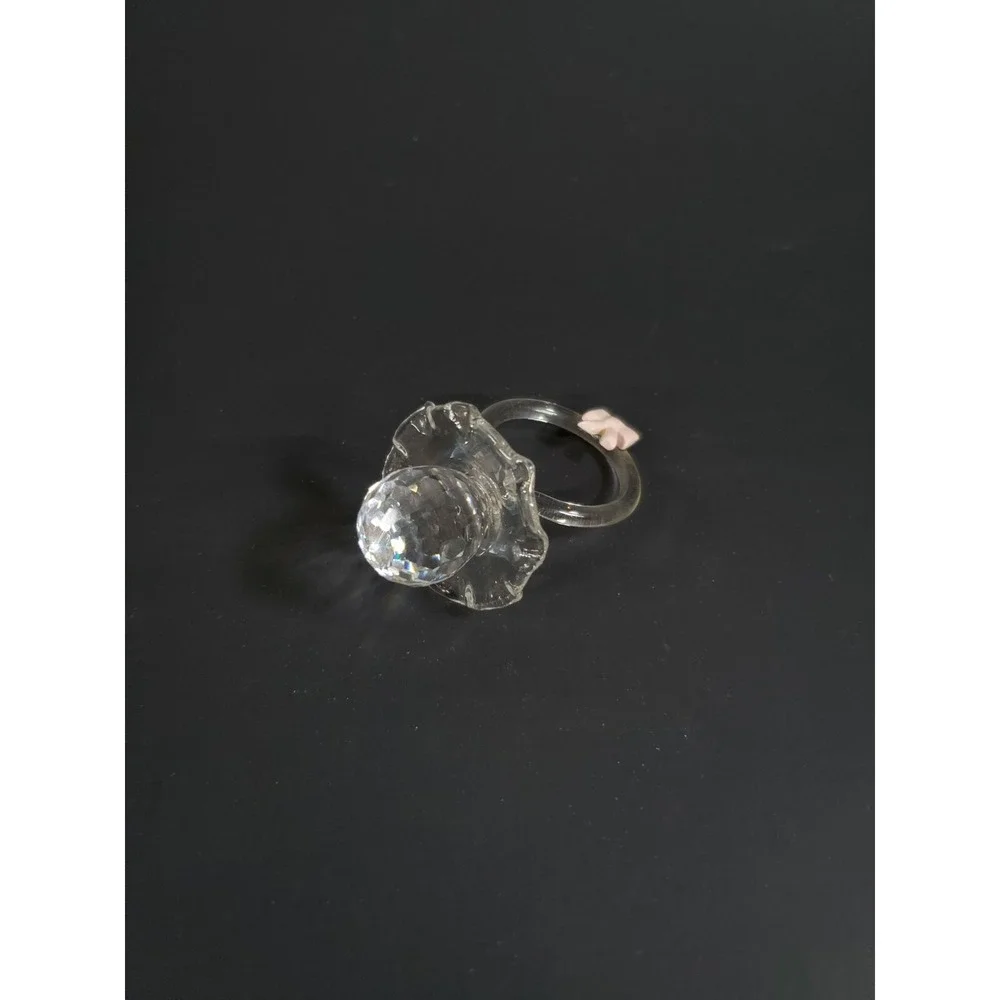 Baby Binky / Pacifier Crystal Glass shower gift pink bow